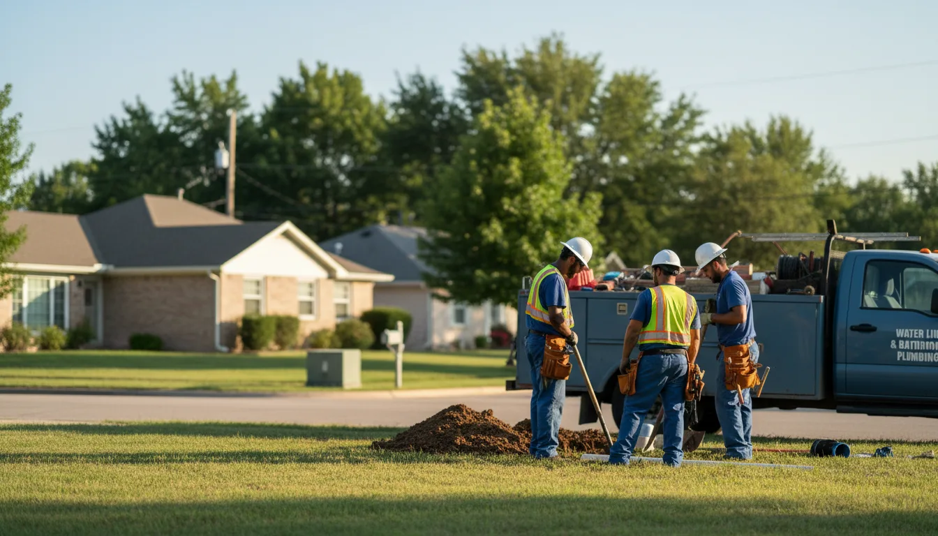 Residential water line and bathroom plumbing service in Fayetteville, TX